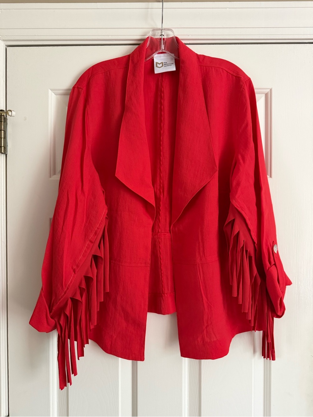 MORGAN FACTORY red fringe blazer M/L